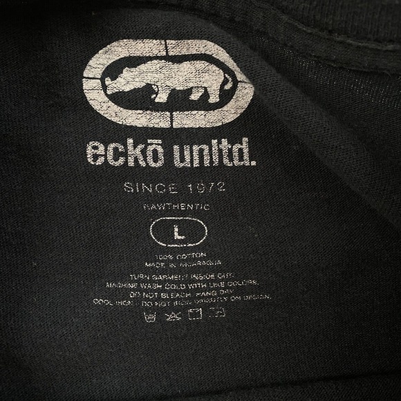 Ecko Unltd T Shirt Mens Large Rhino Puff Print Drip Y2K Streetwear Hip Hop Black - Picture 10 of 11
